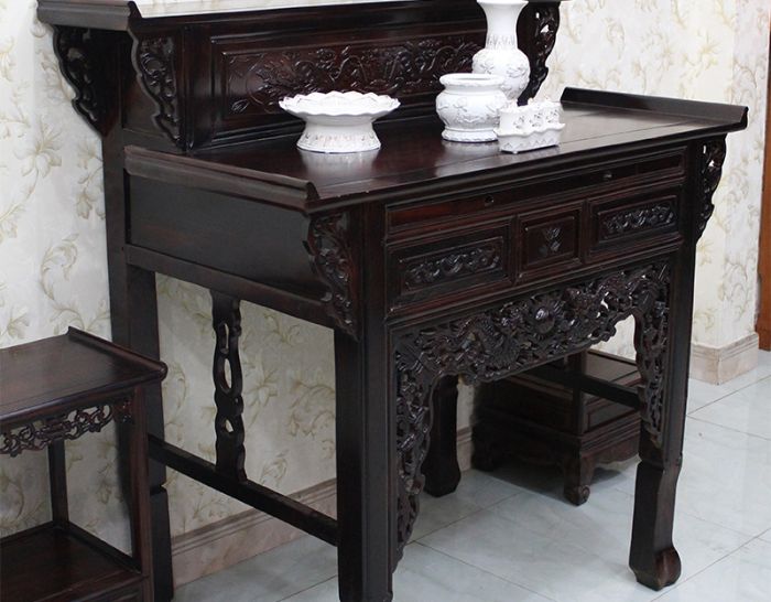 Bàn thờ gia tiên gỗ muồng 2 tầng GT08